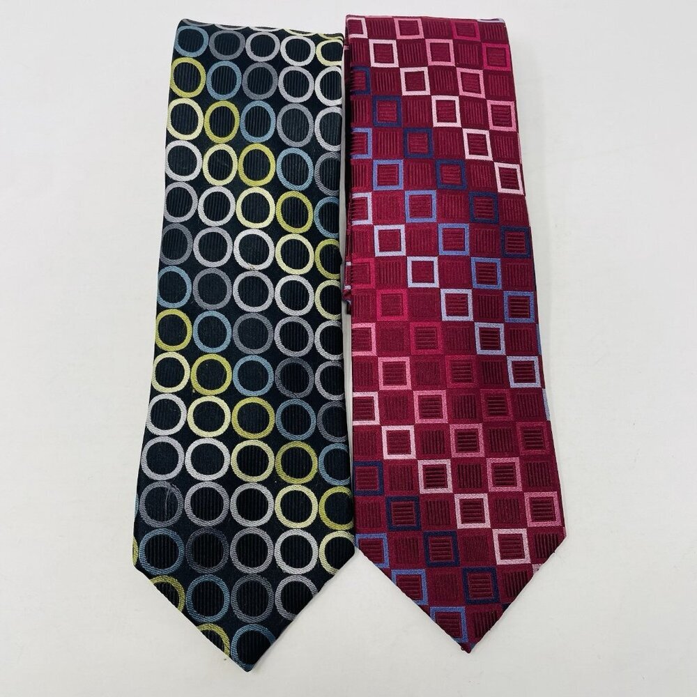 MICHAEL Michael Kors Mens 2 Piece 100% Silk Geometric Print Neck Ties‎ 550